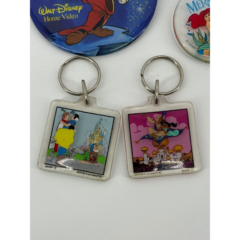 Disney Lot Vintage Pin & Keychain Metal Plastic Multi Sorcerer Mickey 90s